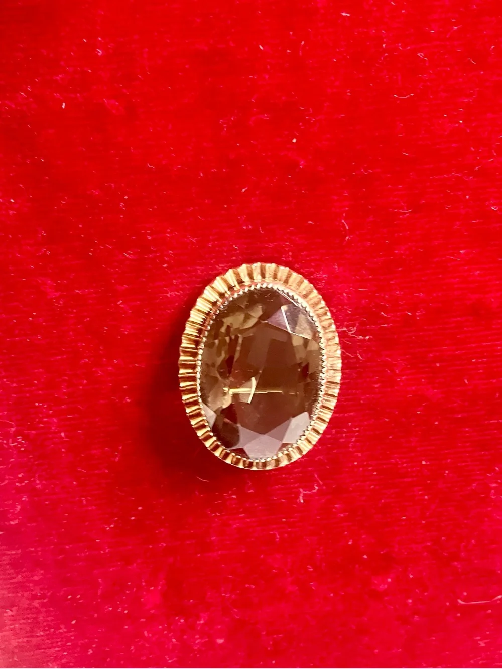 Vintage CATAMORE 1/20 12K GF Faceted Smoky Quartz Brooch Pin Oval Mid Century.